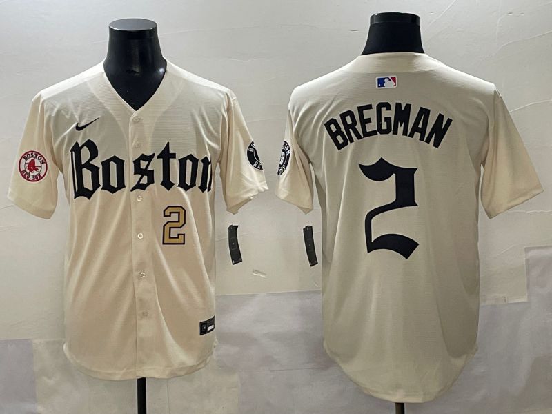 Men 2025 Boston Red Sox #2 Bregman Cream Five generations Joint Name Nike MLB Jersey style 5->boston red sox->MLB Jersey